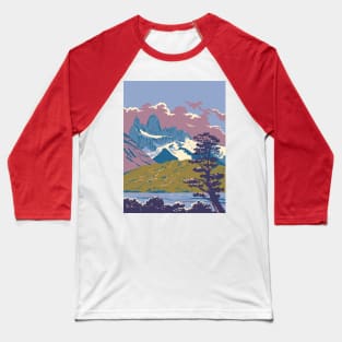 Monte Fitz Roy with Viedma Lake in Patagonia Argentina WPA Art Deco Poster Baseball T-Shirt